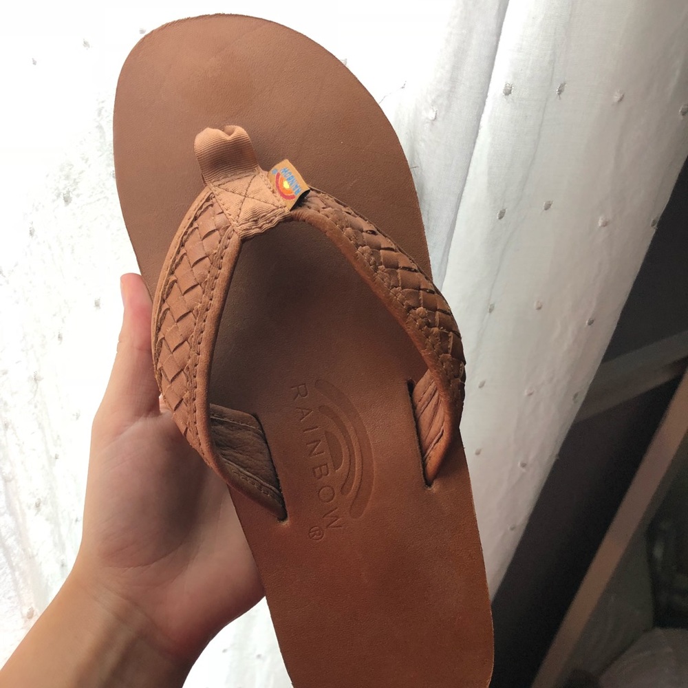 Rainbow flip flops